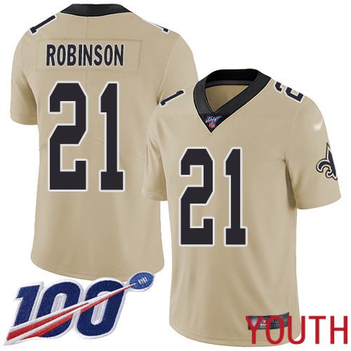 New Orleans Saints Limited Gold Youth Patrick Robinson Jersey NFL Football 21 100th Season Inverted Legend Jersey